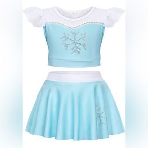 Kids Ice Princess swim Costume Blue and White size 140